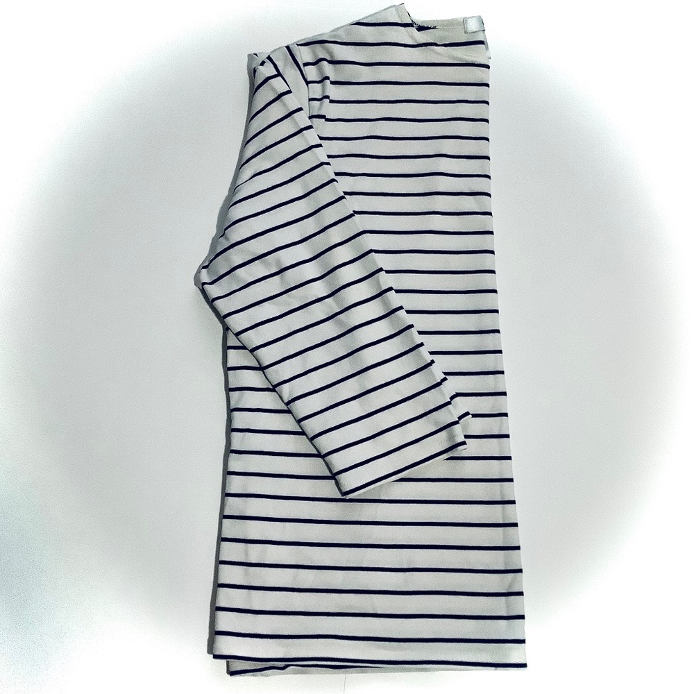 Black and White Striped 3/4 Length Sleeve Breton